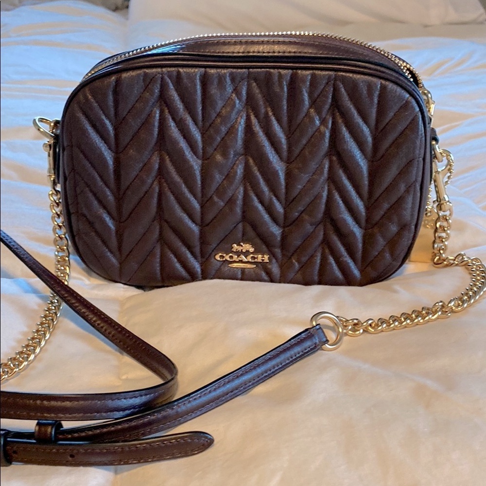 Coach  Quilted Leather Crossbody Bag like new in deep wine color,